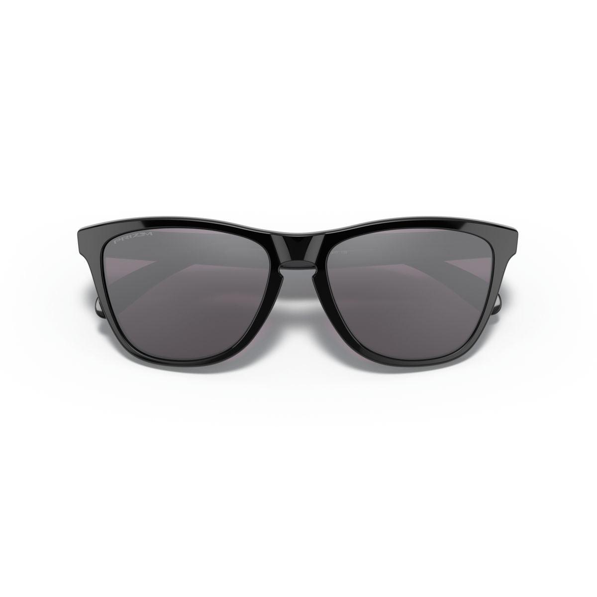 Oakley Frogskins Sunglasses - Low Bridge Fit, Polished Black Frame with Prizm Grey Lenses (Model 0OO9245-924575) | UV Protection for Running, Cycling & Outdoor Sports