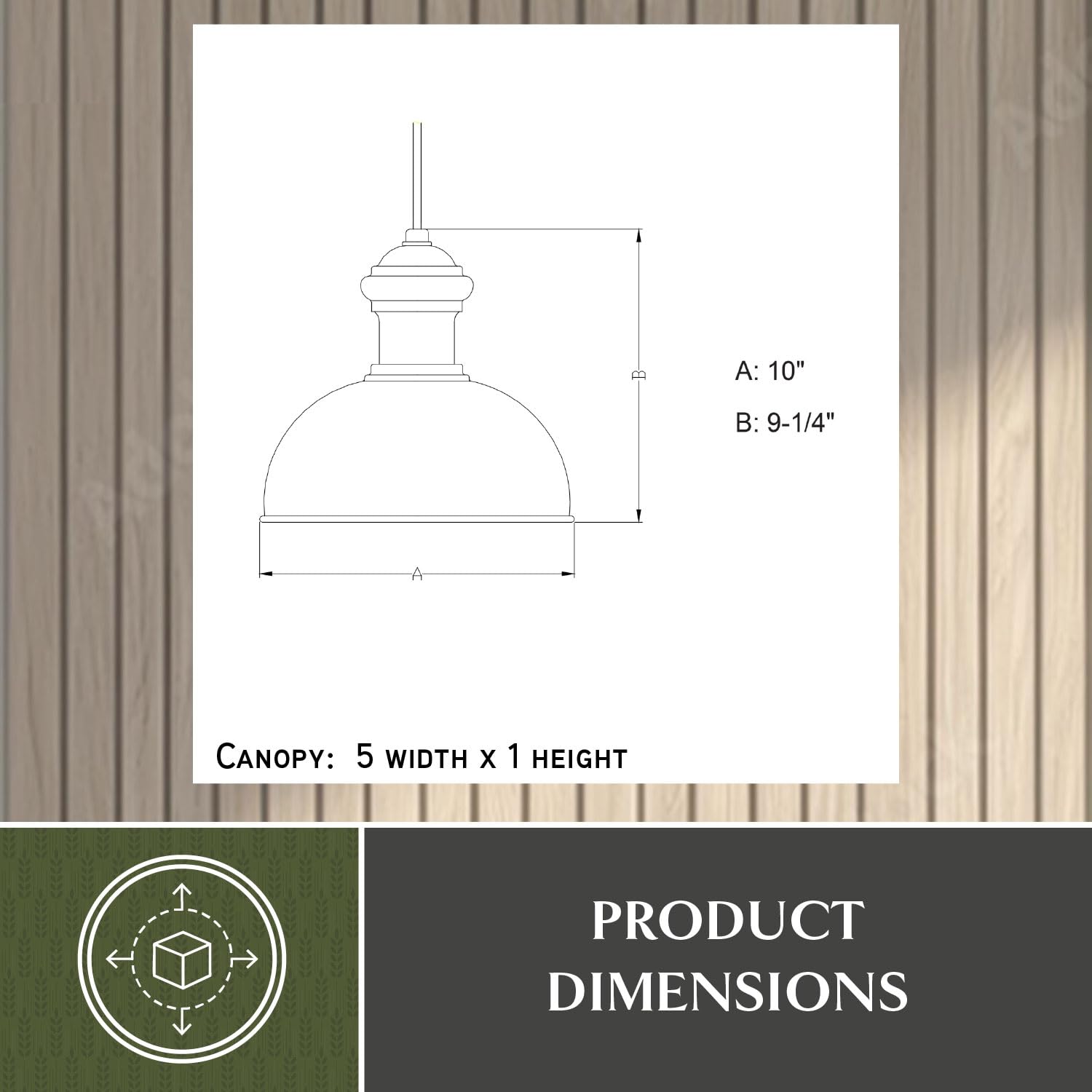 VAXCEL Franklin 1-Light Bronze Farmhouse Outdoor Barn Dome Pendant Light Fixture - Perfect for Porch, Patio, and Backyard Lighting