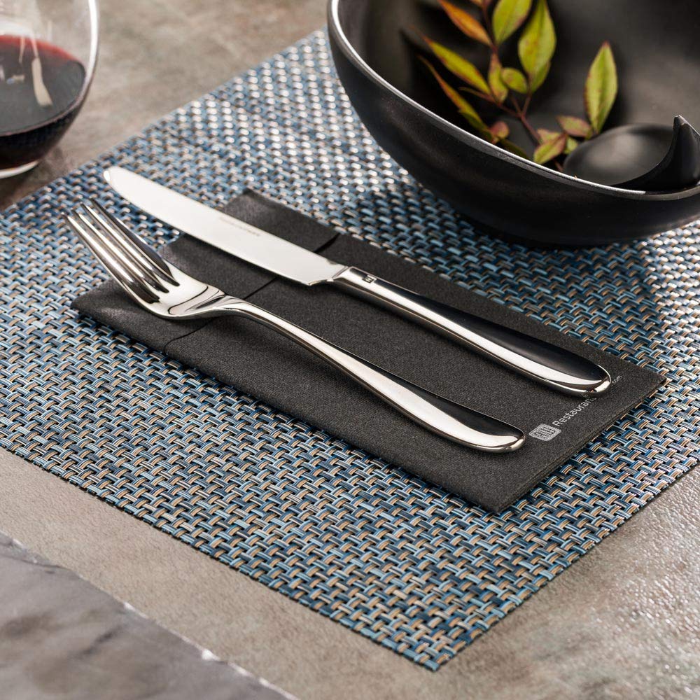 Restaurantware Amalfi 16 x 12 Inch Plastic Placemats Set of 6 - Heat Resistant, Stain Proof, Waterproof Vinyl Table Mats in Baltic Blue - Perfect for Outdoor Dining, Patio, and Restaurant Use