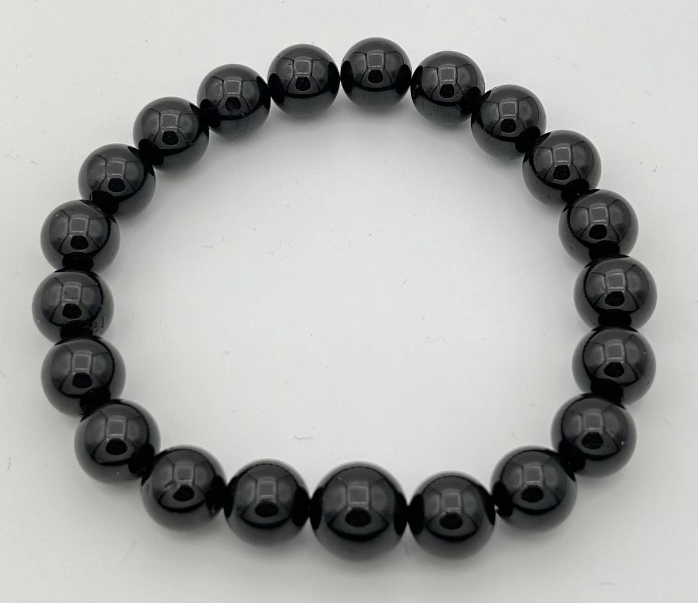 10mm Black Tourmaline Beaded Bracelet Mala - Long Stretch Protection Stone for Meditation, Yoga & Energy Cleansing
