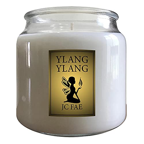 Ylang Ylang Scented Candle - 16oz Aromatherapy Candle with Glass Lid | Relaxing Home Fragrance for Spa, Yoga & Meditation