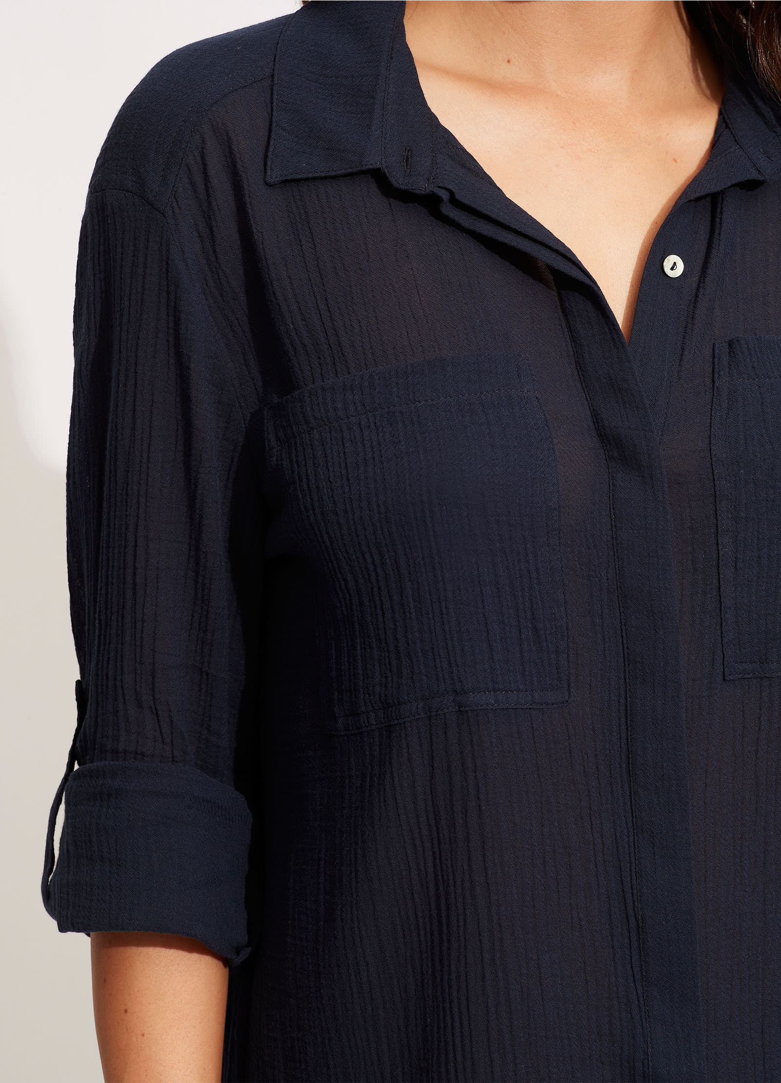 Crinkle Twill Beach Shirt for Men & Women - Comfortable Indigo Casual Shirt for Summer Vacation, Beach Outings & Tropical Getaways