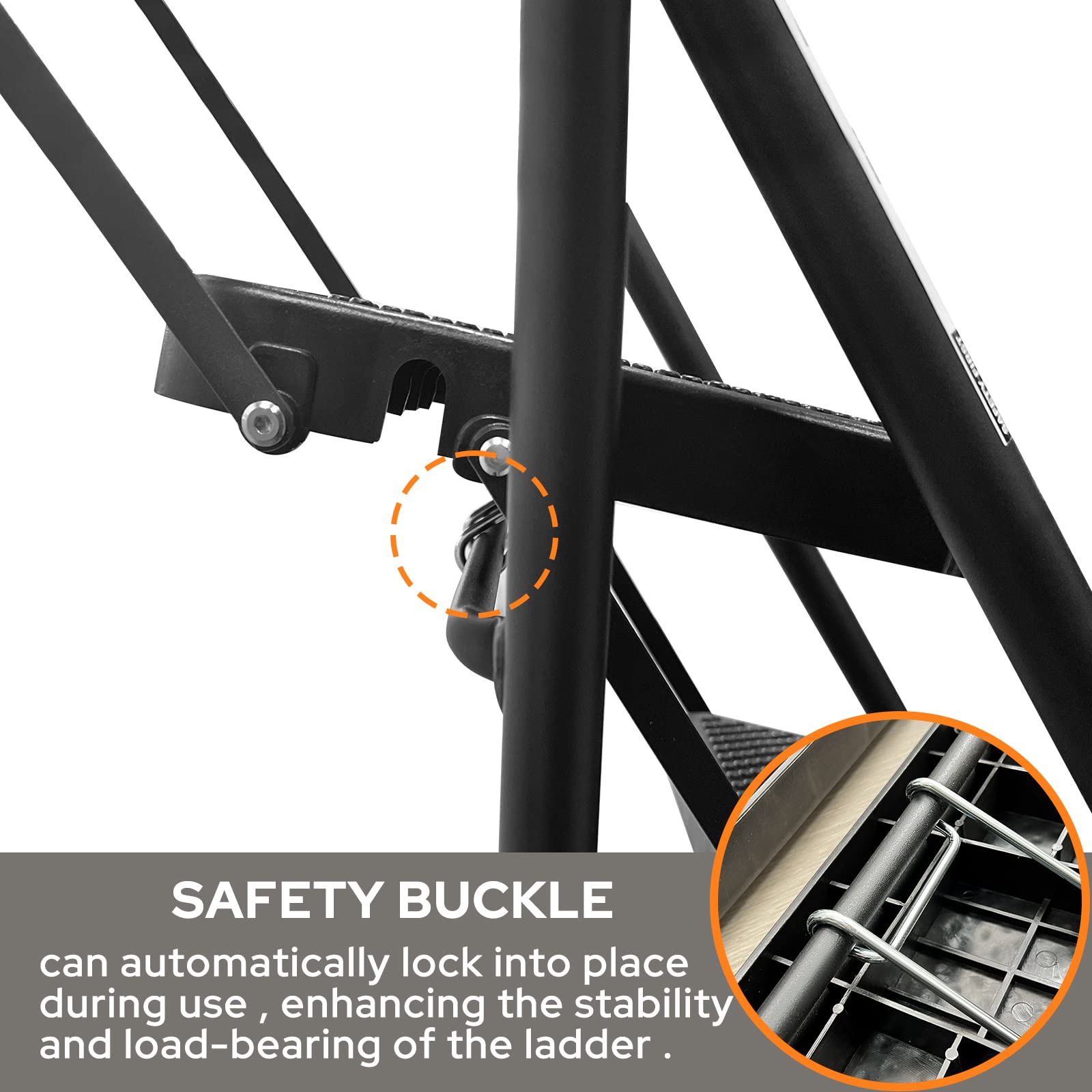 4 Step Ladder with Tool Platform - 500lbs Capacity Folding Step Stool, Wide Anti-Slip Pedal & Lightweight Steel Frame for Home, Garage & Workshop - Portable Black Step Ladder for Adults (Ideal for Painting, Shelving & DIY Projects)