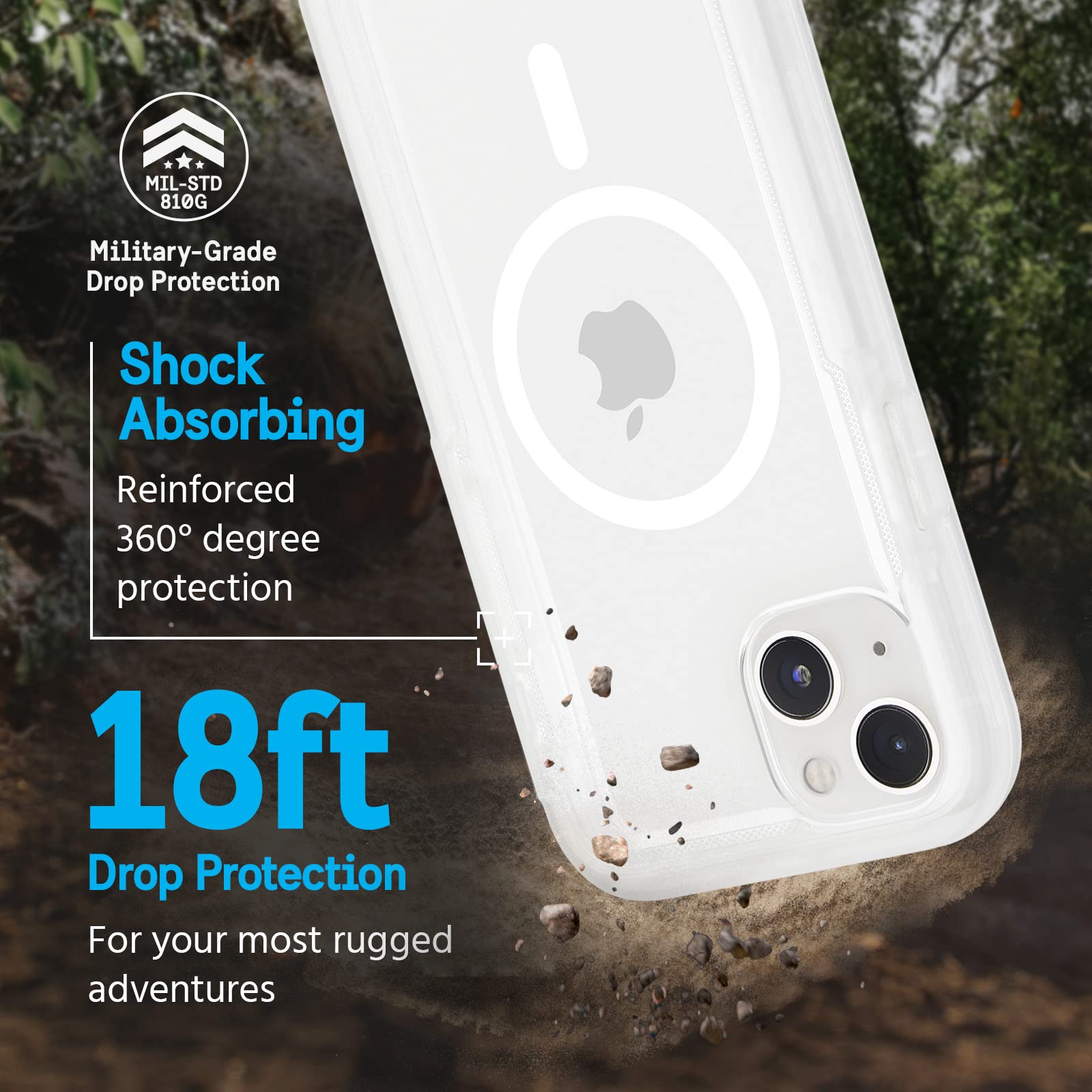 Pelican Voyager Series iPhone 14 Plus Case 6.7 Inch | MagSafe Compatible Military Grade Drop Protection | Anti-Yellow Clear Magnetic Charging Phone Case with Belt Clip Holster & Kickstand | Perfect for Outdoor Adventures, Work & Travel