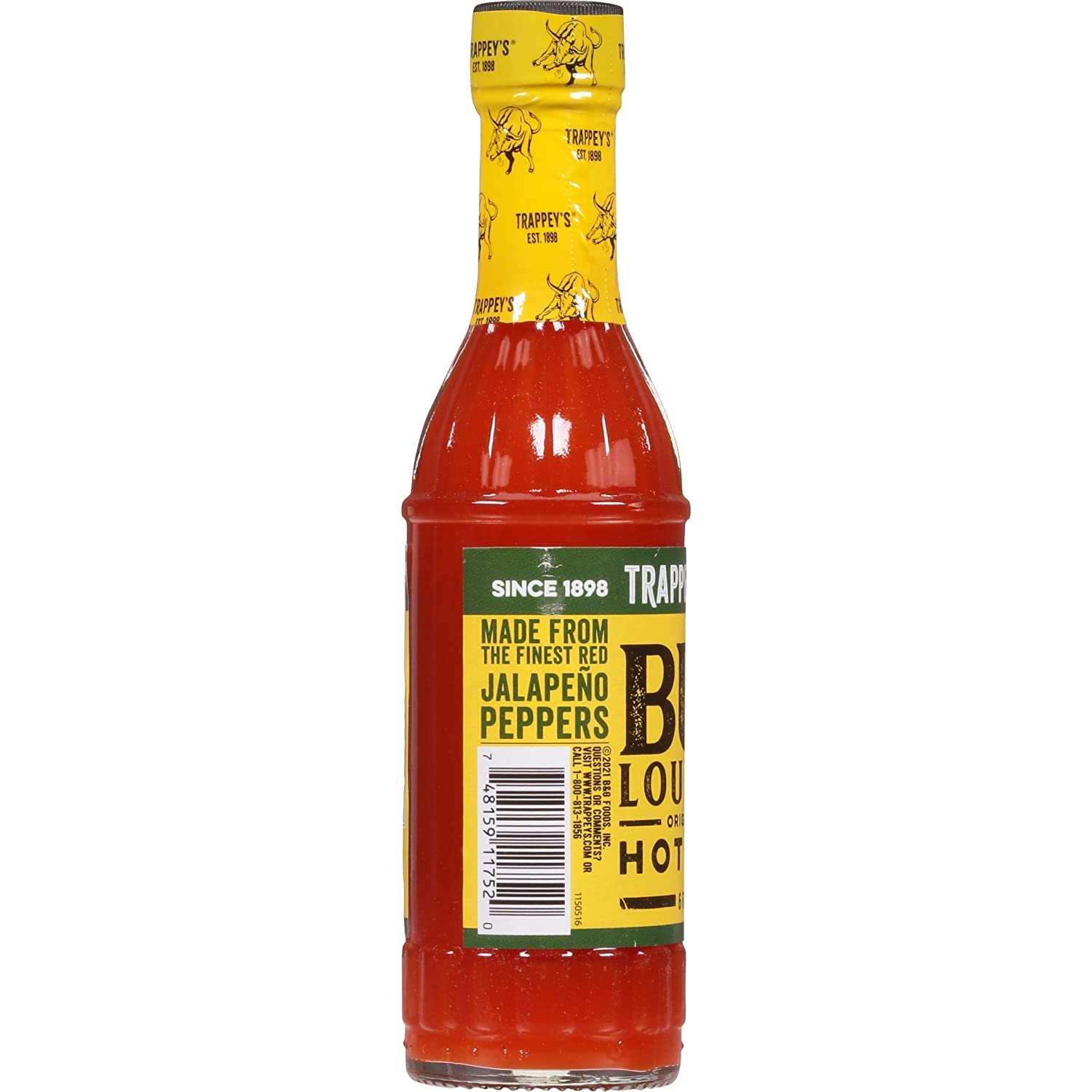 Trappey's Bull Brand Louisiana Hot Sauce - 6 Ounce (Pack of 3) | Spicy Pepper Sauce for Wings, Tacos, BBQ & Seafood | Made in USA