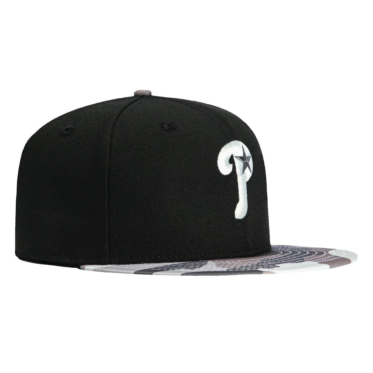 New Era 59Fifty Philadelphia Phillies Alternate Camo Baseball Cap - Black & Camouflage Design for Men's Fashion & MLB Fan Gear - Perfect for Baseball Games, Streetwear & Sports Enthusiasts