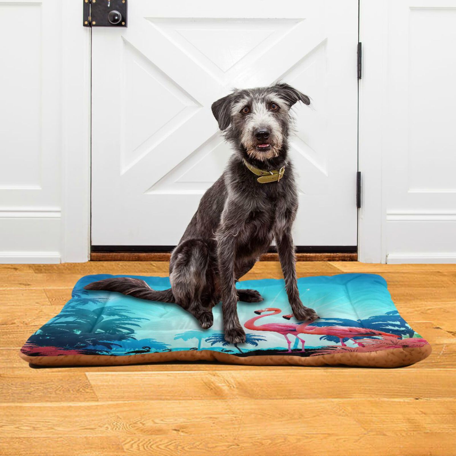 Tropical Pink Flamingo Pet Bed - Ultra Soft Rectangle Dog & Cat Bed for Small to Medium Pets, 24x18 Inch - Calming Comfort Bed for Puppies, Kittens & Senior Pets - Perfect for Living Room, Bedroom or Pet Nursery
