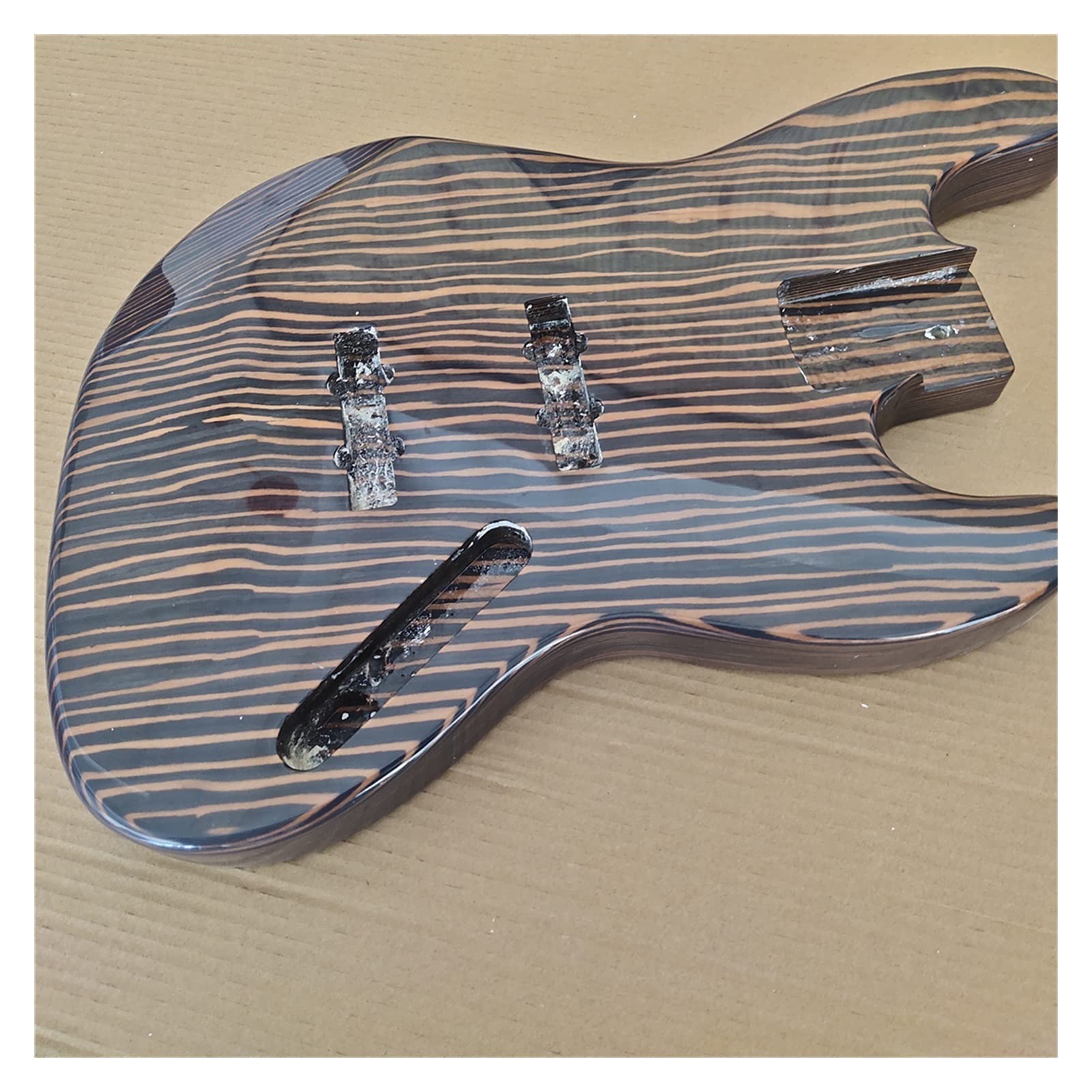 DIY Zebra Wood Bass Guitar Kit - Pre-Finished Gloss Body for Easy Assembly | Perfect for Beginners, Musicians & Custom Guitar Projects