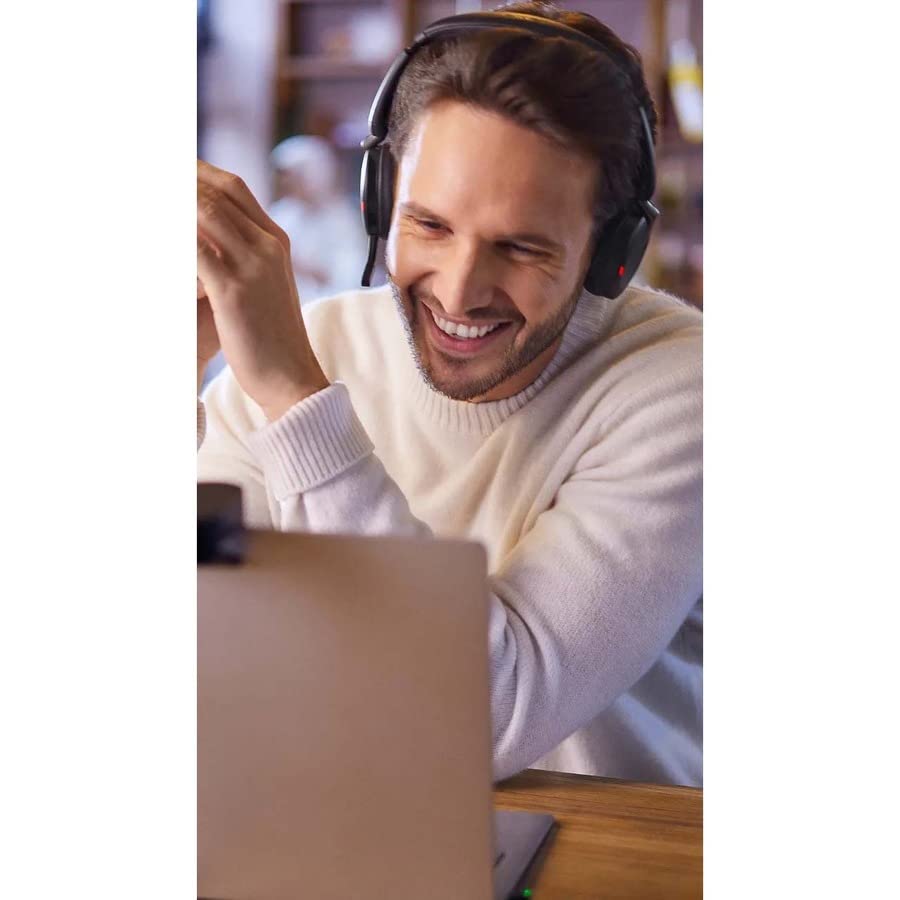 Jabra Evolve2 65 Flex Wireless Stereo Headset with Bluetooth - Noise Cancelling ClearVoice & Hybrid ANC Technology - Compatible with Zoom, Google Meet, Microsoft Teams & All Major UC Platforms - Perfect for Remote Work, Online Meetings & Home Office - Black