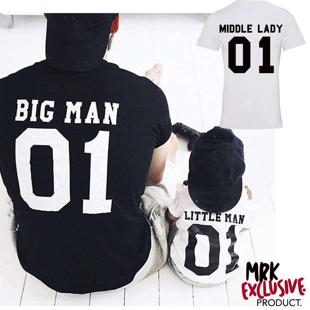 Big Man, Middle Lady, Little Man Matching Family T-Shirts - MRK X - Perfect for Family Photos, Vacations & Special Occasions