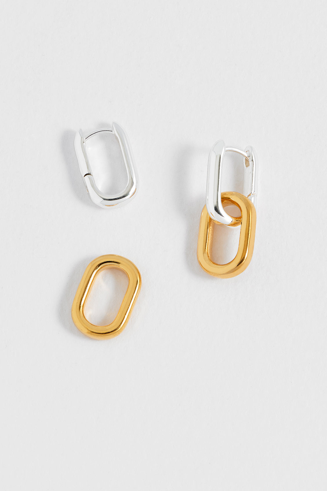 Mixed Link Hoops Earrings for Women - Trendy Gold & Silver Chain Drop Earrings for Everyday Wear & Party Outfits