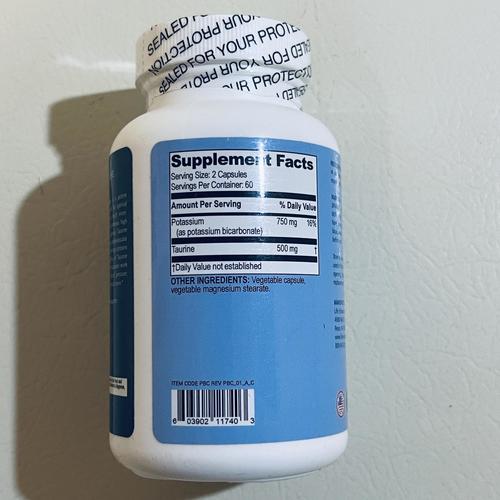 Life Enhancement Cardio Potassium 750mg & Taurine 500mg Supplement - 120 Capsules (60 Servings) | Supports Heart Health & Energy | Expires 9/2026 | Ideal for Athletes & Active Lifestyles