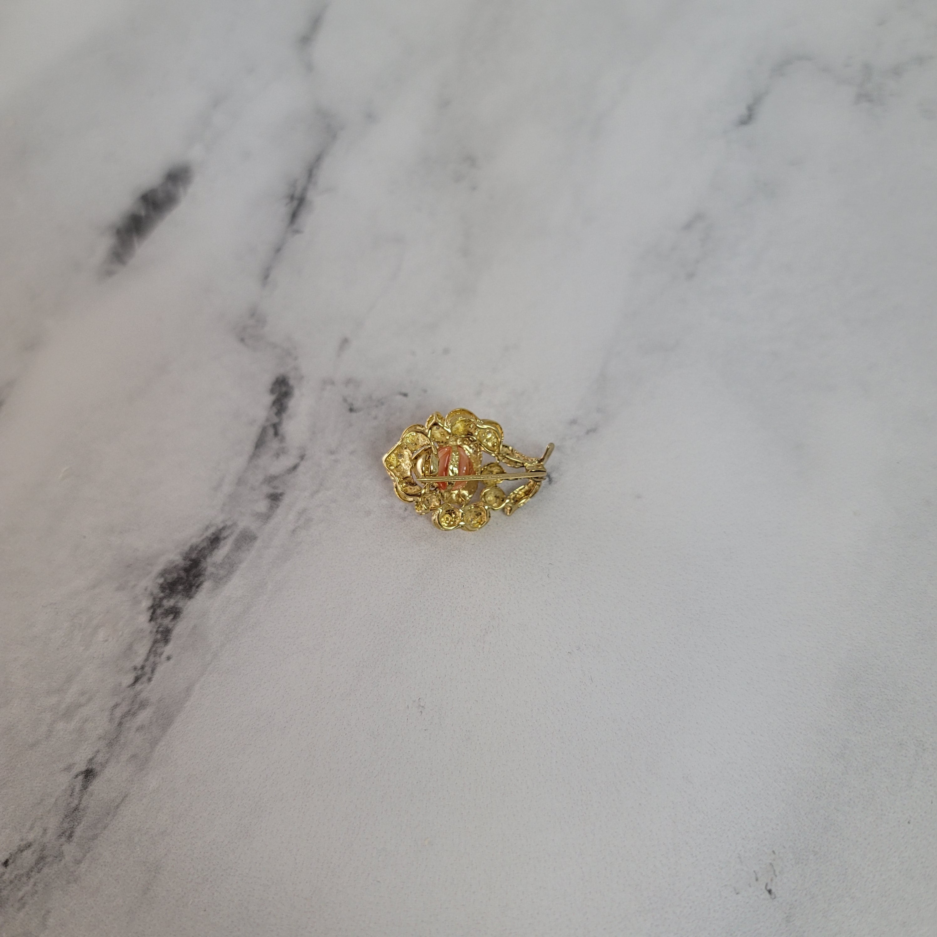 14K Yellow Gold Pearl & Diamond Pave Brooch - Elegant Jewelry Gift for Women, Perfect for Weddings, Anniversaries & Special Occasions
