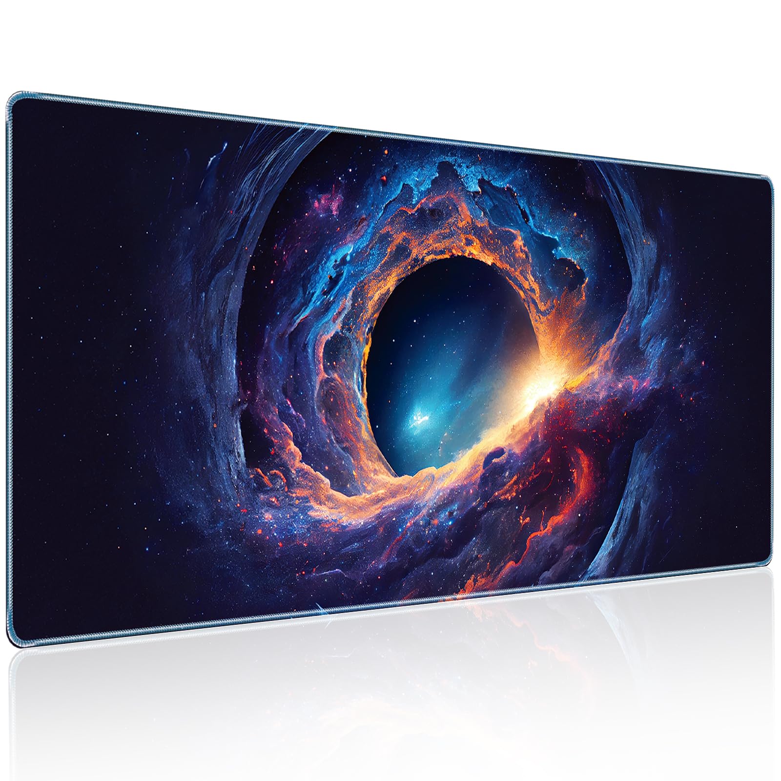 Large Gaming Mouse Pad - Tech Nebula Design, Non-Slip Waterproof Rubber Base, 31.5x11.8 Inch Full Desk Mouse Mat for PC, Laptop, Office & Home Use - Perfect for Gamers, Programmers & Professionals