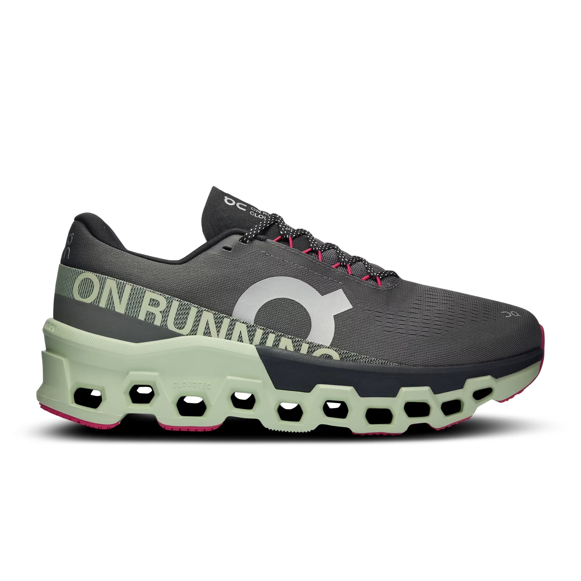 ON Men's Cloudmonster 2 Running Shoes - Lightweight Cushioned Sneakers for Road Running & Training - Asphalt/Lime Colorway - Perfect for Marathon, Jogging & Gym Workouts