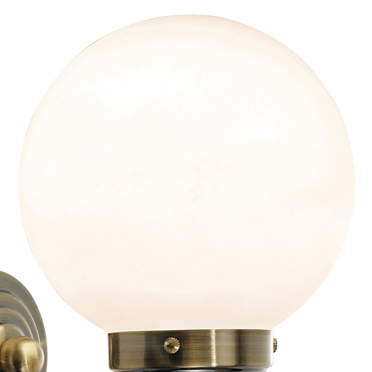 Vintage Bathroom Wall Light - Antique Brass/Polished Chrome with Opal Glass Shade, IP44 Rated for Moisture Protection - Perfect for Bathroom, Powder Room, and Spa Lighting