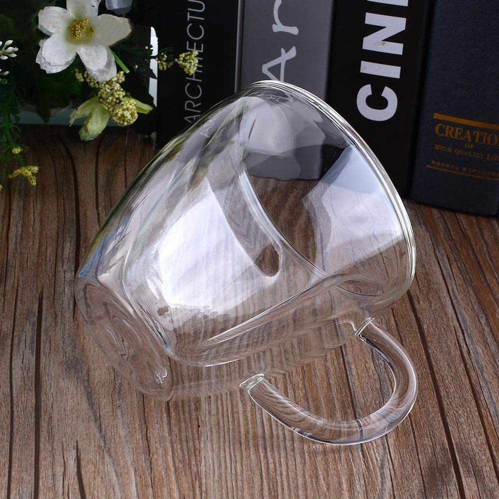 2 Pcs Heart Shaped Double Wall Glass Coffee Mugs - Insulated Tea Cups for Milk, Lemon Juice & Hot Drinks - Romantic Drinkware for Couples, Home, Parties & Gifts