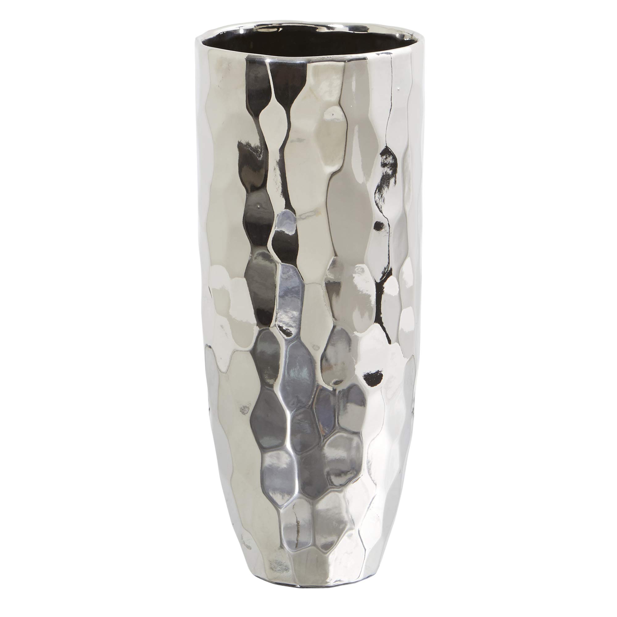 Nearly Natural 13 Inch Silver Cylinder Vase - Elegant White Home Decor for Centerpieces, Weddings & Modern Interior Design
