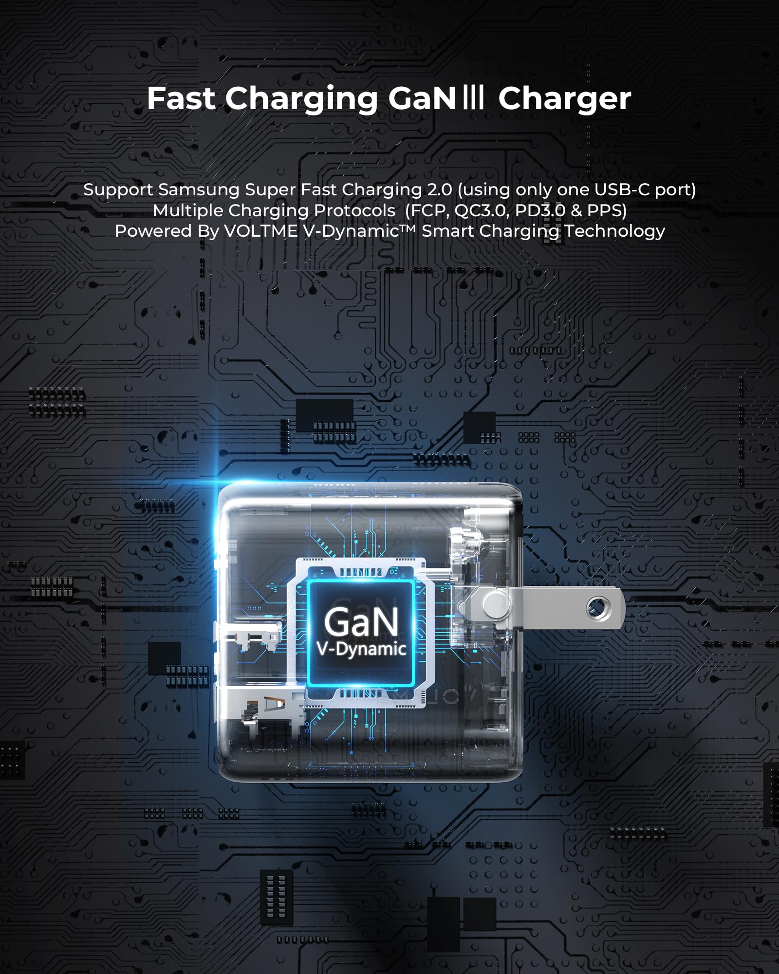 VOLTME 45W GaN PPS Fast Charger with USB-C & USB-A Ports | Foldable Compact Design | Compatible with iPhone 16/15/14, Galaxy S24/S23/S22, MacBook Air, iPad | Perfect for Travel, Office & Home Charging (Black)
