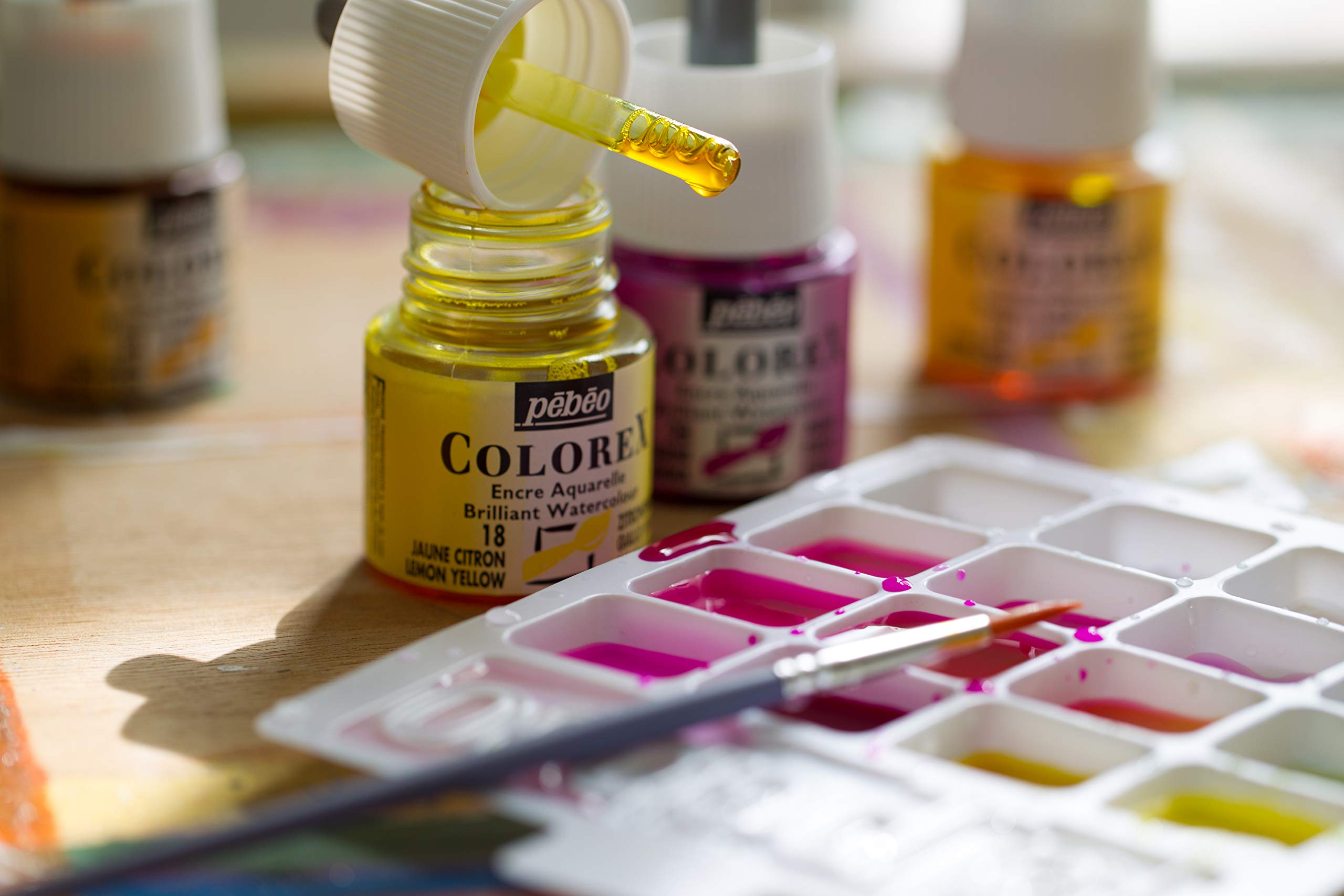 Pebeo Colorex Watercolor Ink - 45ml Bottle with Dropper (Burgundy) | Professional Artist Paint for Calligraphy, Illustration & Mixed Media Art