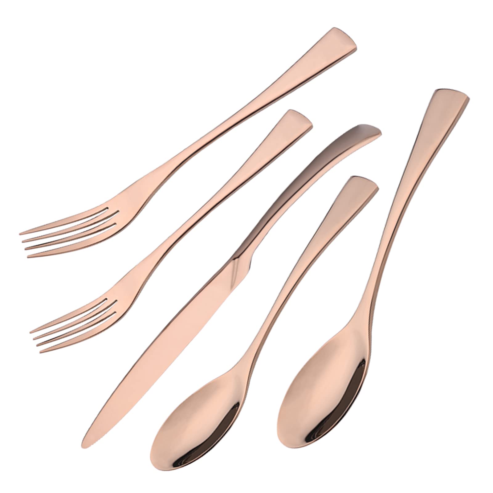 Premium 20-Piece Rose Gold Flatware Set for 4 - 304 Stainless Steel Cutlery Set with Mirror Polish - Heavy Duty Dinner Knives, Forks & Spoons - Elegant Tableware for Family Dining, Dinner Parties & Wedding Gifts