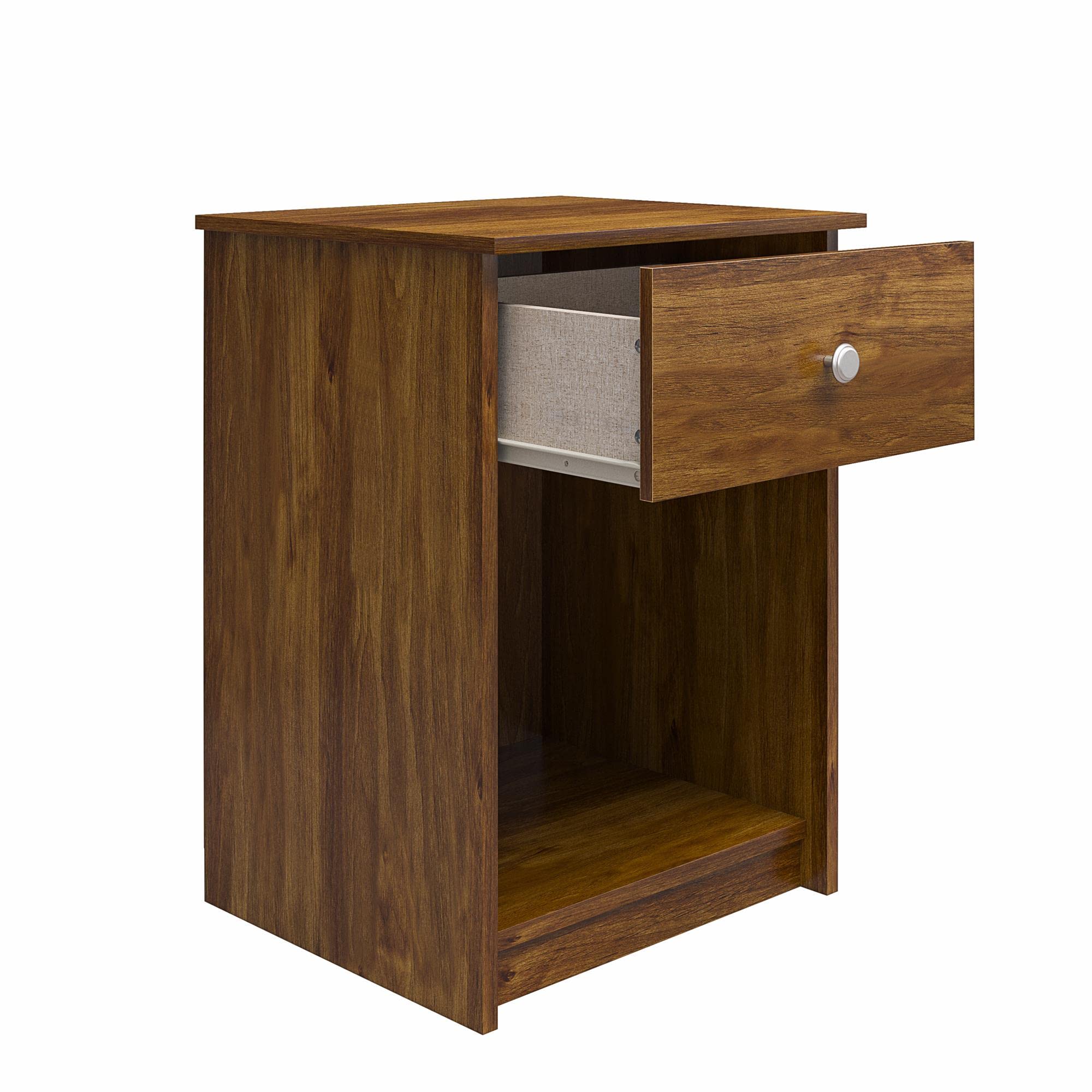 Ameriwood Home Ellwyn Nightstand with Drawer - Brown Oak Finish Bedside Table for Bedroom, Living Room, or Office Storage