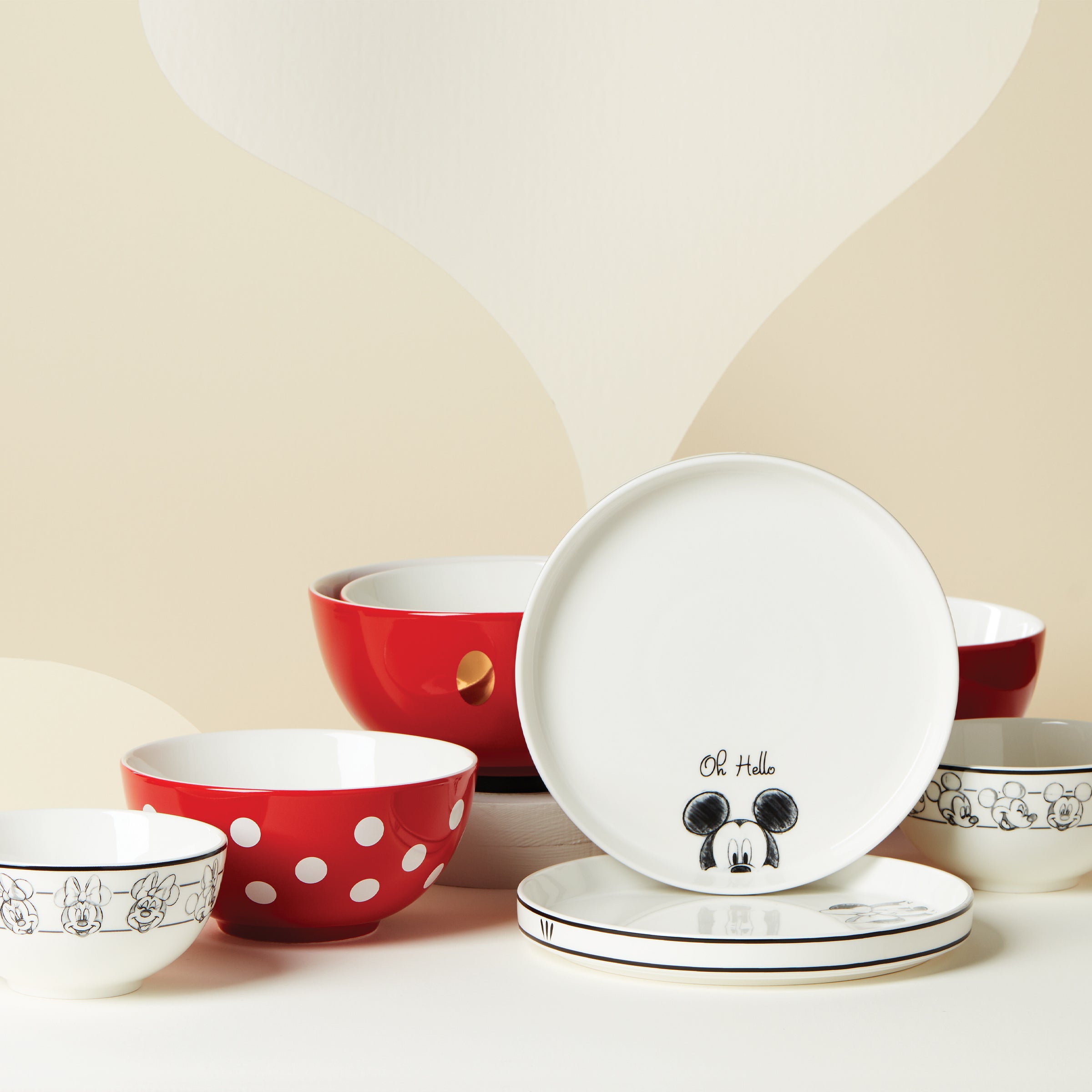 Disney 8-Piece Nesting Dinnerware Set for Kids - Mickey Mouse & Friends Design - BPA-Free Plastic Plates, Bowls, Cups & Utensils - Perfect for Home, Travel, and Picnics