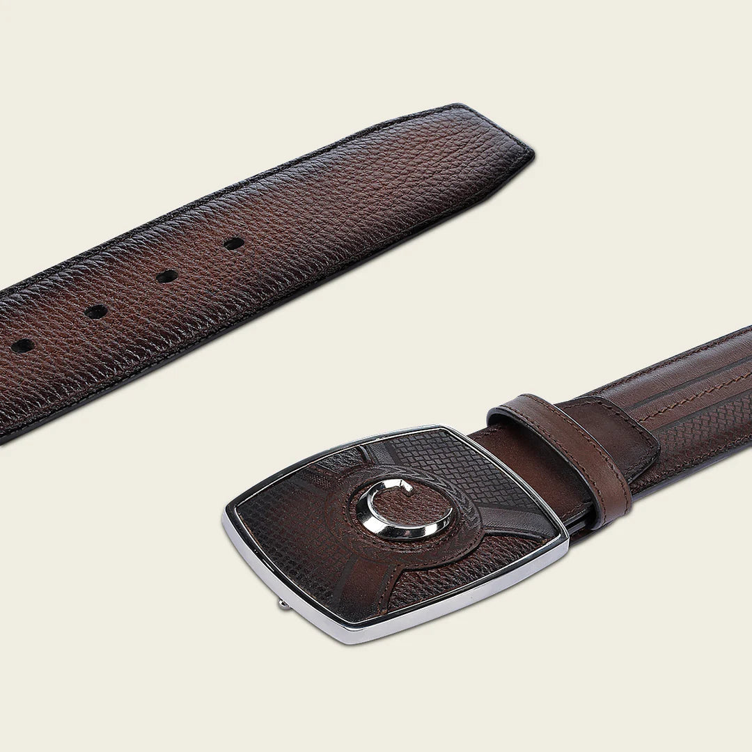 CV503VE Genuine Leather Western Style Deer Belt for Men - Durable & Stylish Cowboy Accessory for Rodeo, Ranch, and Casual Wear