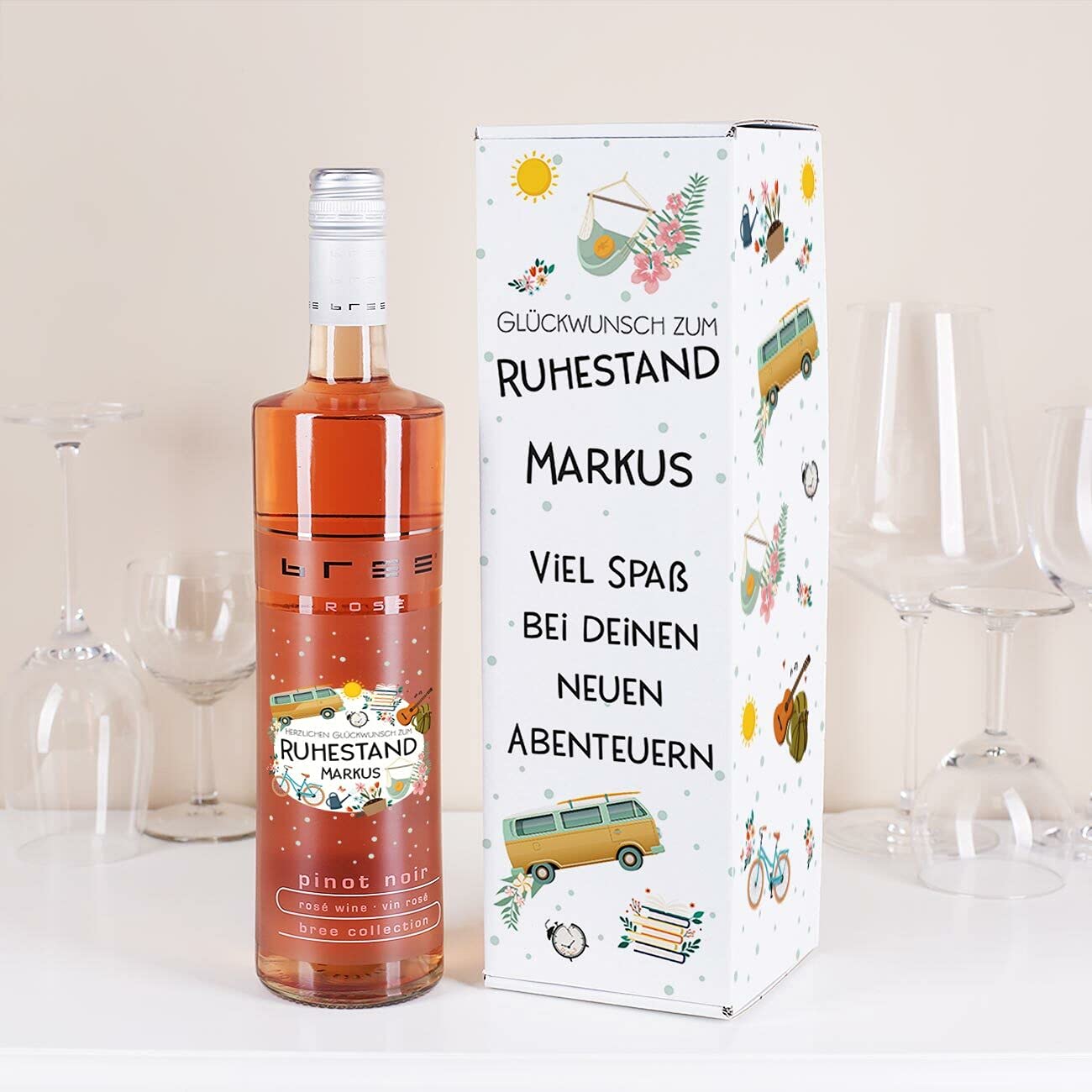 Herz & Heim® Bree Wein 0.75L Rose Wine - Retirement Farewell Gift with Printed Gift Box | Perfect for Retirement Parties, Celebrations & Special Occasions
