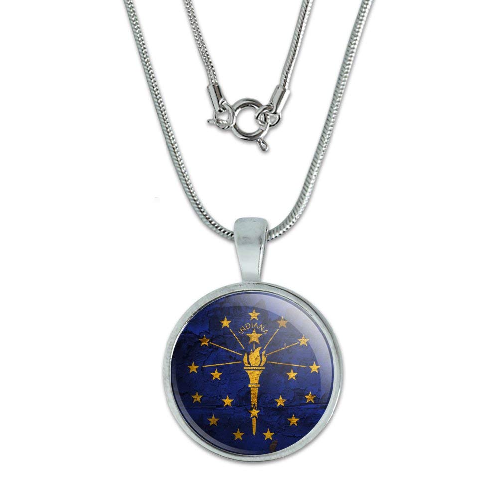 Vintage Distressed Indiana State Flag Pendant - 0.75