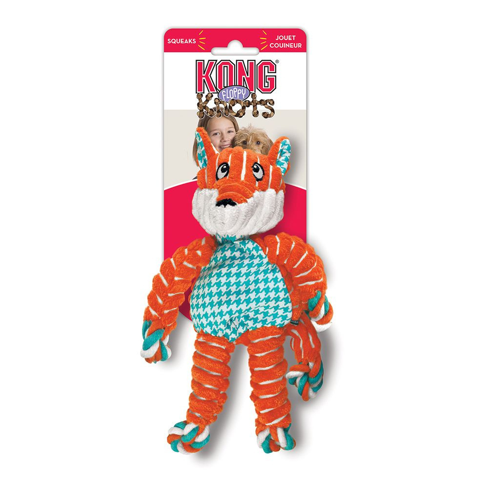 Durable Kong Floppy Knots Fox Dog Toy for Chewing & Play - Interactive Pet Toy for Small & Medium Dogs - Perfect for Indoor & Outdoor Fun