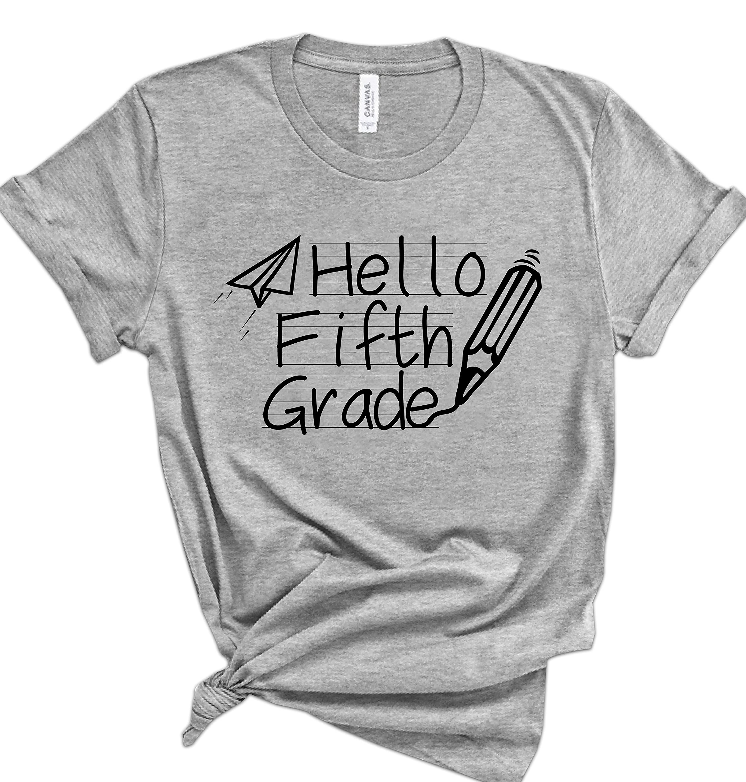 Personalized Hello Fifth Grade T-Shirts for Teachers - Custom Back to School Shirts for Women & Men - First Day of 5th Grade Graphic Tees - Casual Teacher Outfits - Perfect for Classroom, School Events & Teacher Appreciation Gifts