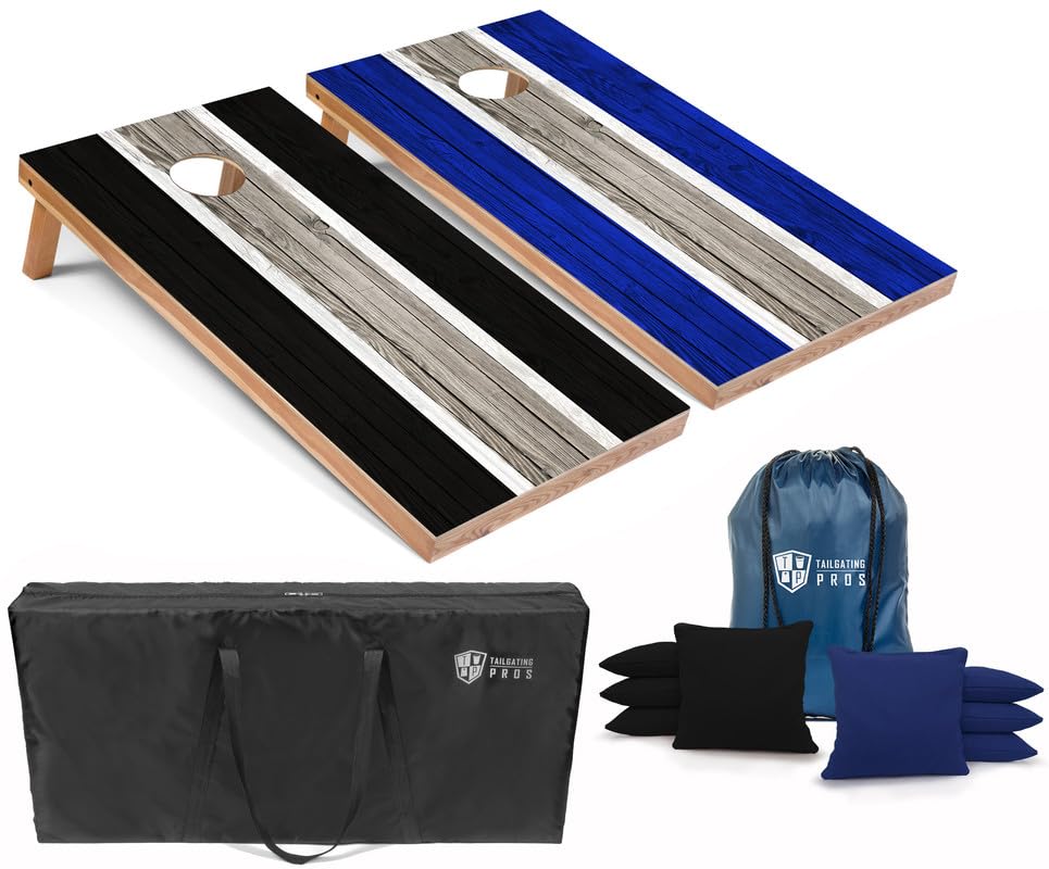 Tailgating Pros Striped LED Cornhole Board Set with Built-in Lights - 4'x2' Regulation Size, Multicolor LED Lighting, 8 Bean Bags & Carry Cases - Perfect for Backyard Parties, Tailgating, and Outdoor Games