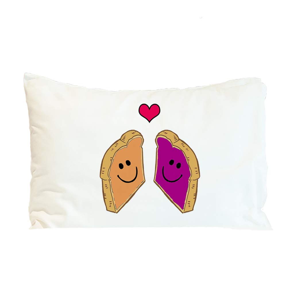 Peanut Butter and Jelly Toast in Love Pillow Case - 30x20 Inch Polyester Decorative Pillow Cover for Bedroom, Living Room & Dorm Decor - Cute Food-Themed Home Accessories for Couples & Kids