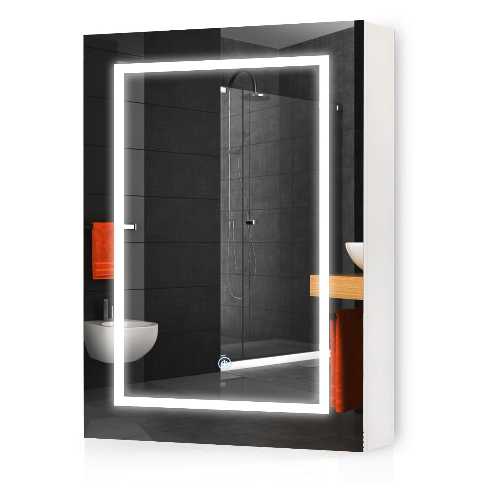 BURENMTO 20x28 Inch LED Bathroom Medicine Cabinet with Mirror - Adjustable Shelf, 3-Color Lighting, Wall Mounted Storage | Perfect for Modern Bathrooms, Vanities & Small Space Organization