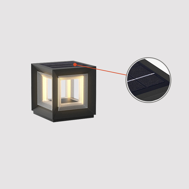 Solar Powered LED Light Cube Outdoor Post Light - Waterproof & Durable for Garden, Pathway, and Patio Lighting