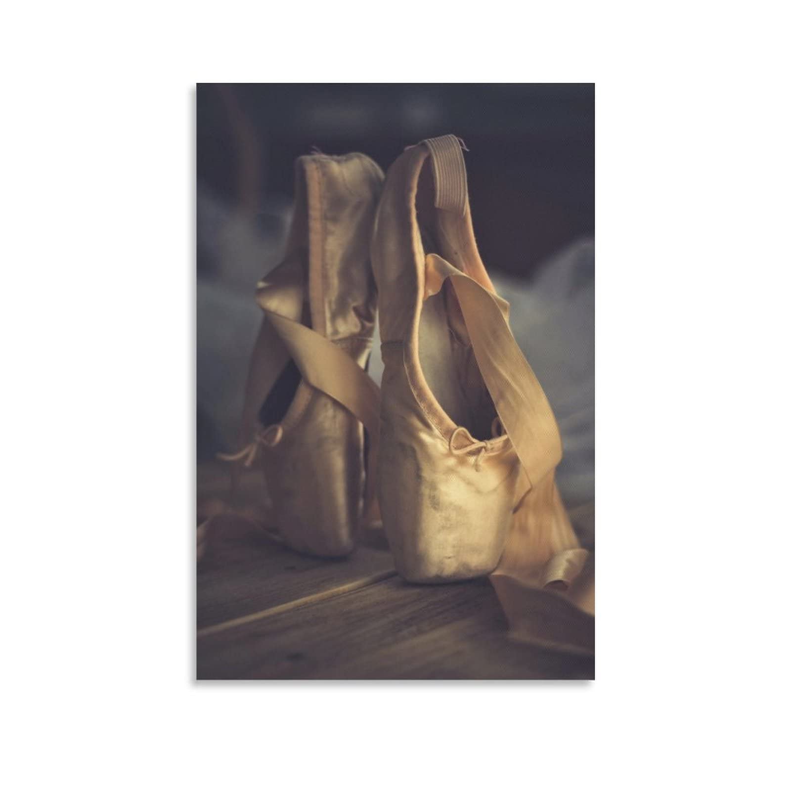 Elegant Ballet Pointe Shoes Canvas Painting - Ballet Dance Wall Art, Home Decor for Bedroom, Living Room & Dance Studio - Perfect for Dance Photography & Ballet Poses Inspiration