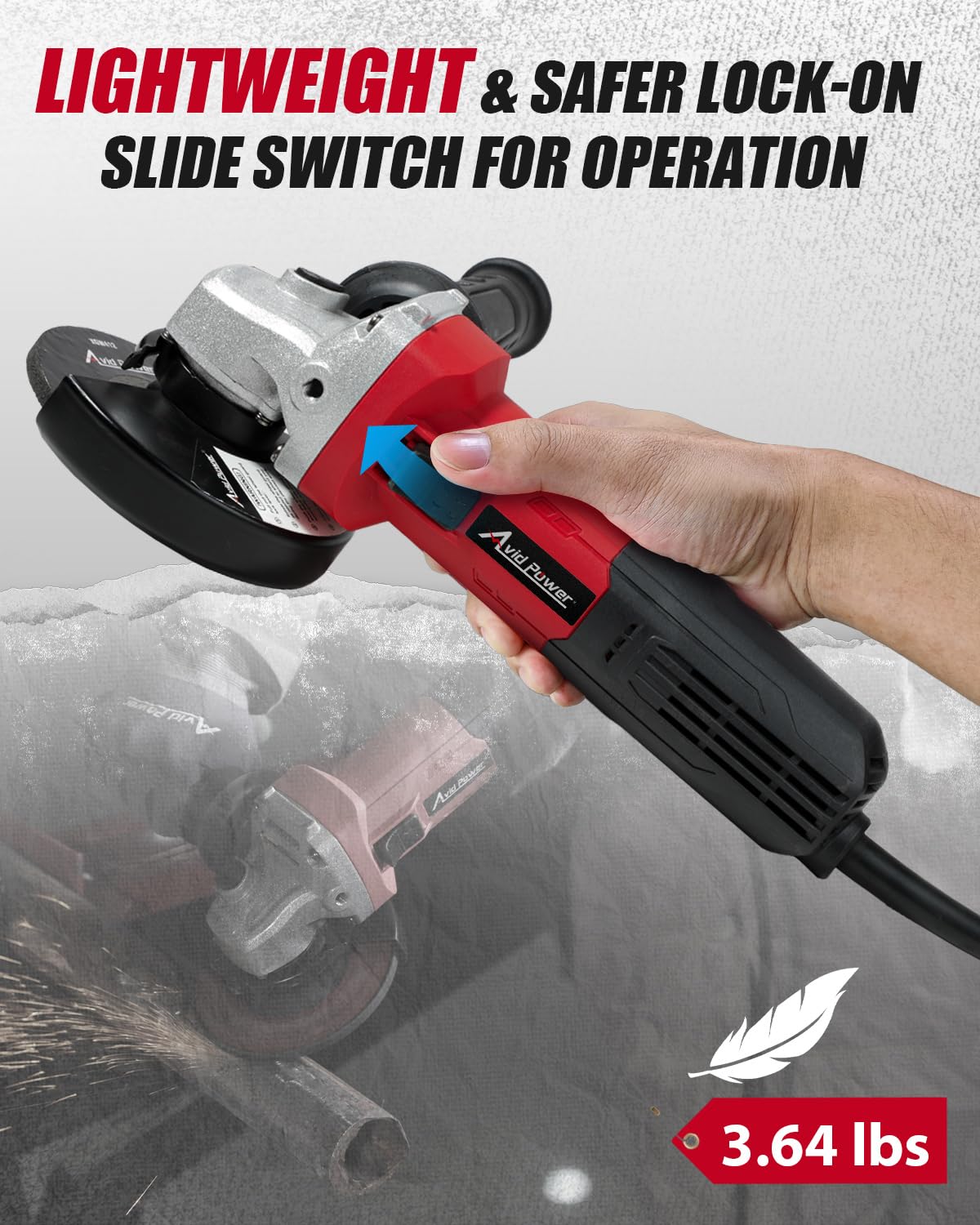 **AVID POWER 7.5-Amp 4-1/2 Inch Angle Grinder with 3 Grinding Wheels, Cutting Wheel & Flap Disc – Electric Power Tool for Metal Cutting, Grinding, Polishing & Rust Removal – Dark Red – Perfect for DIY Projects, Metalworking & Home Renovation**