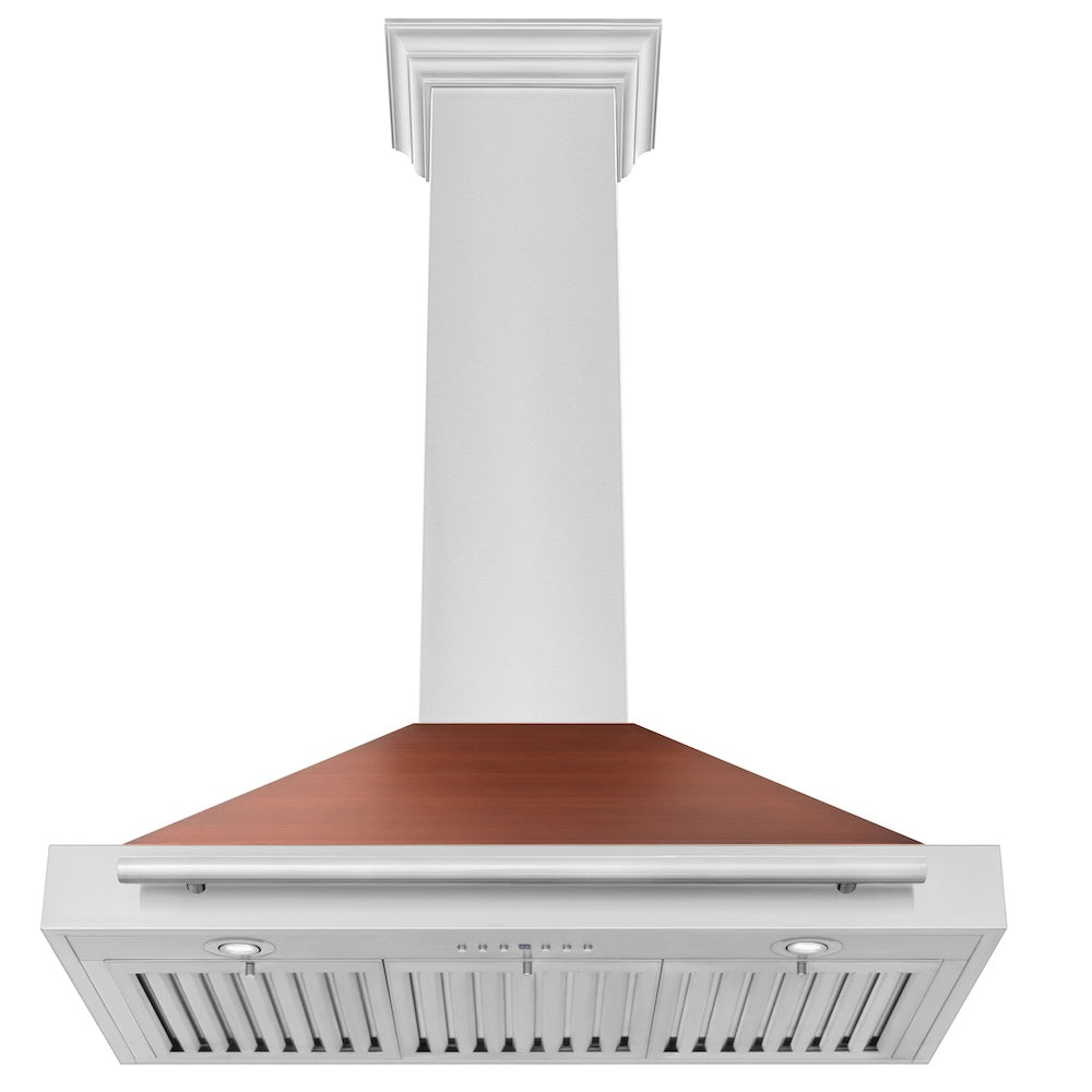 ZLINE 36 Inch Convertible Stainless Steel Range Hood with Copper Shell & Stainless Steel Handle - Powerful Kitchen Ventilation for Gas Stoves & Cooking (KB4STX C 36) - Perfect for Modern Kitchens, Restaurants & Home Chefs