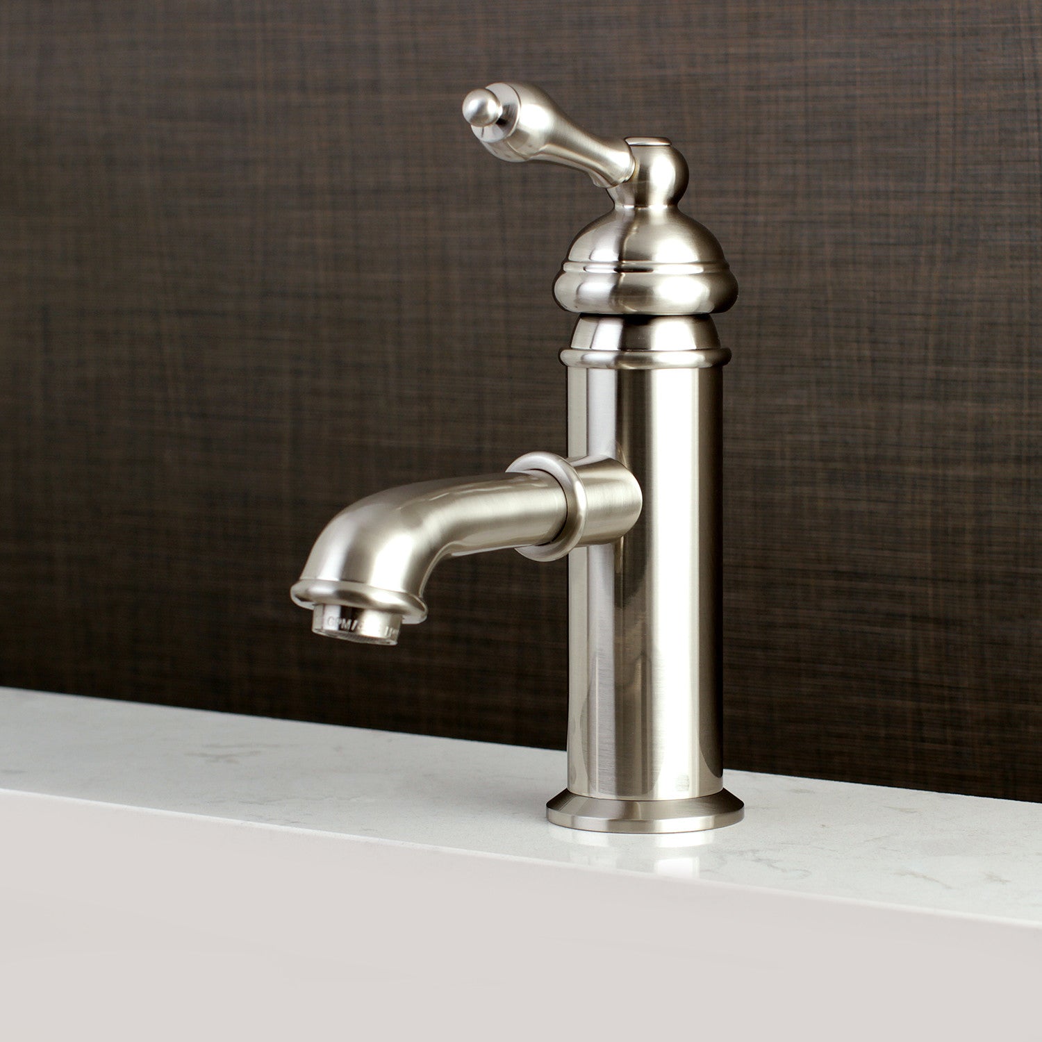 American Classic KS7418ACL Single Handle 1-Hole Bathroom Sink Faucet with Deck Plate & Brass Pop-Up Drain - Brushed Nickel Finish for Modern Vanities and Powder Rooms