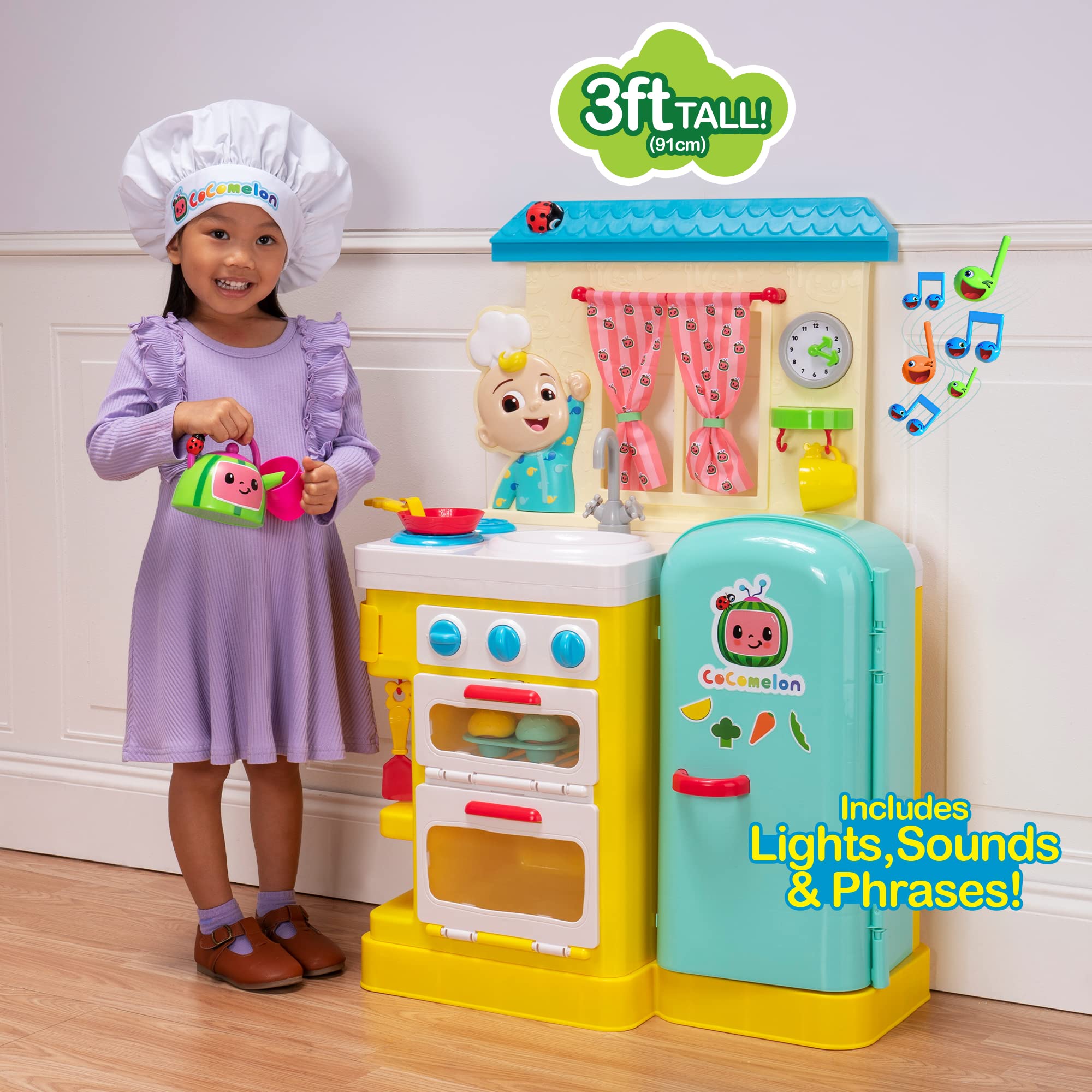 CoComelon Deluxe Kids Kitchen Toy Set with Interactive Accessories for Pretend Play