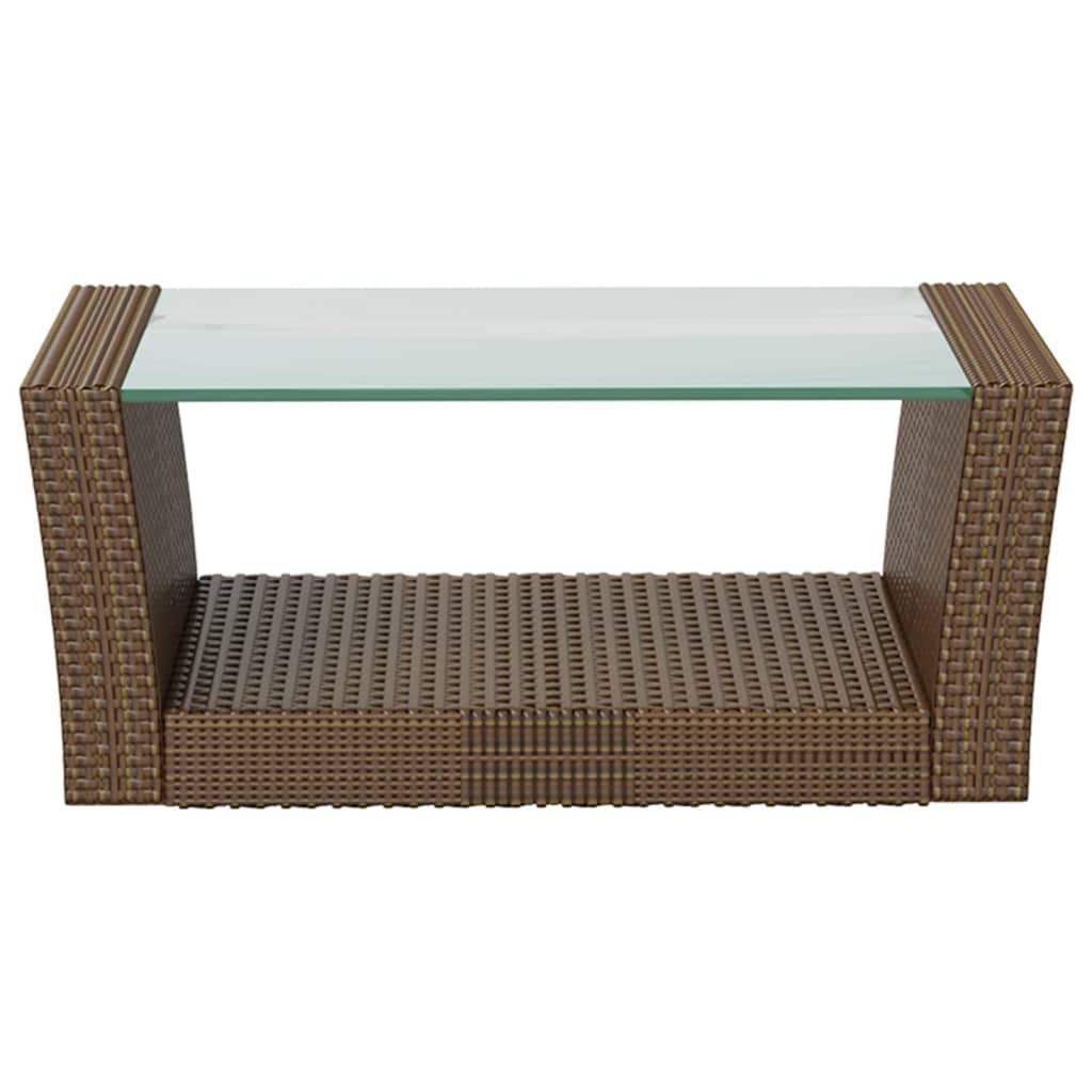 vidaXL 8-Piece Patio Sofa Set with Poly Rattan Sectional Lounge - Brown Frame & Cream White Cushions, Includes Coffee Table, Sofas & Chairs | Outdoor Furniture for Garden, Poolside & Backyard Relaxation