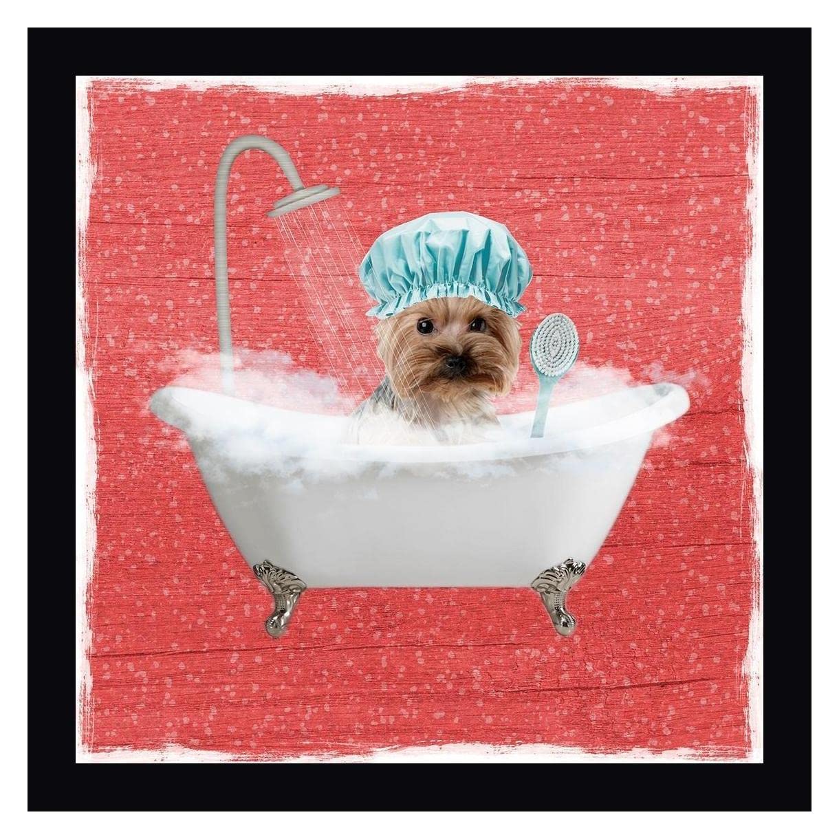 Marcus Prime Steamy Bath 1 - 24x24 Inch Framed Canvas Wall Art Print with Black Frame - Ready to Hang - Perfect for Bathroom Decor, Living Room & Bedroom Wall Art