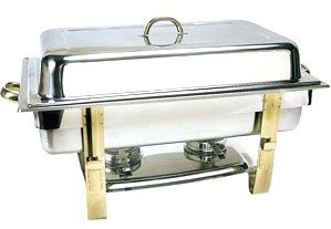 Premium 8 QT Gold Accent Oblong Chafer Chafing Dish - Elegant Buffet Serving for Catering, Weddings & Events