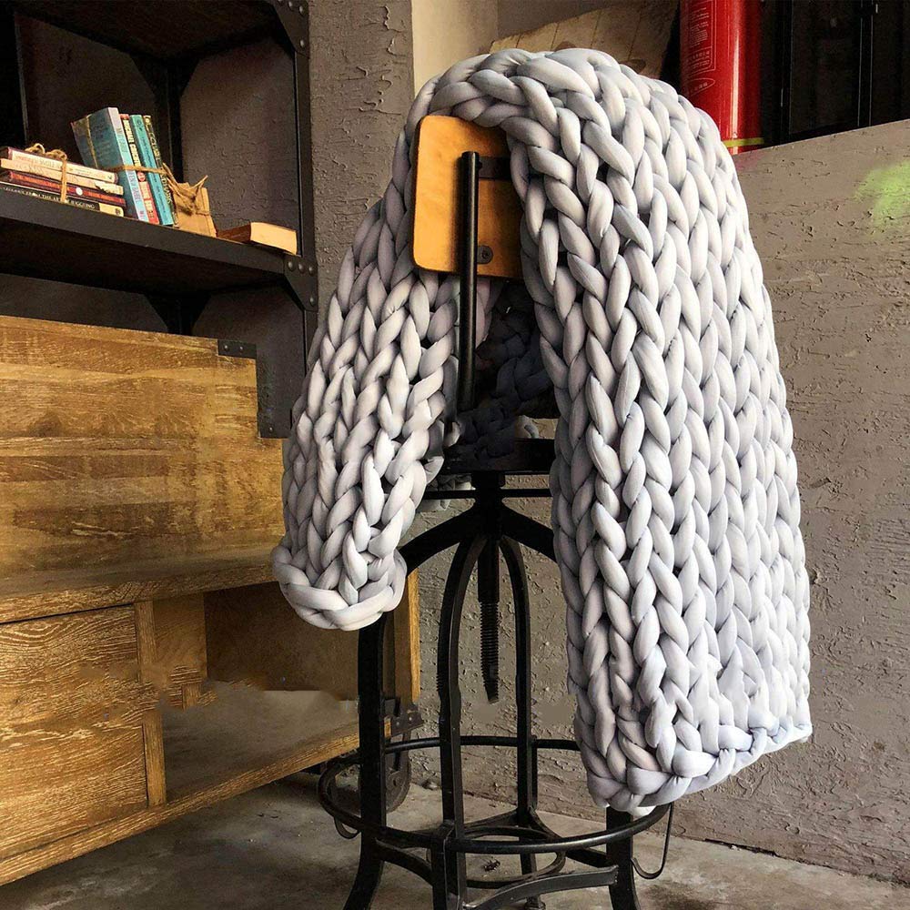 Handmade Chunky Knit Blanket - 100% Soft Cotton Knitted Throw for Cozy Warmth | Perfect for Sofa, Bed & Winter Nights