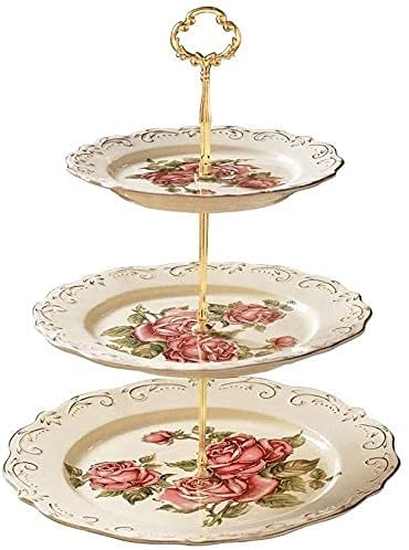 3-Tier Ceramic Cake Stand for Desserts, Cupcakes & Fruits - European Modern Home Decor for Parties, Tea Time & Kitchen Storage - Elegant Display Tray for Cakes, Pastries & Snacks