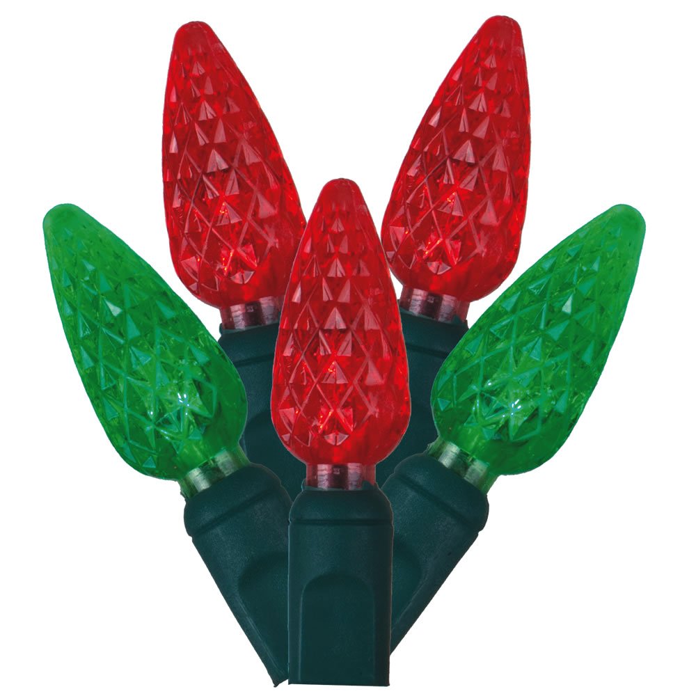 Vickerman 50 LED Red and Green Christmas Lights - 25 Feet Green Wire with 6 Inch Bulb Spacing - Indoor/Outdoor Holiday Decor for Tree, Home, and Party Decoration