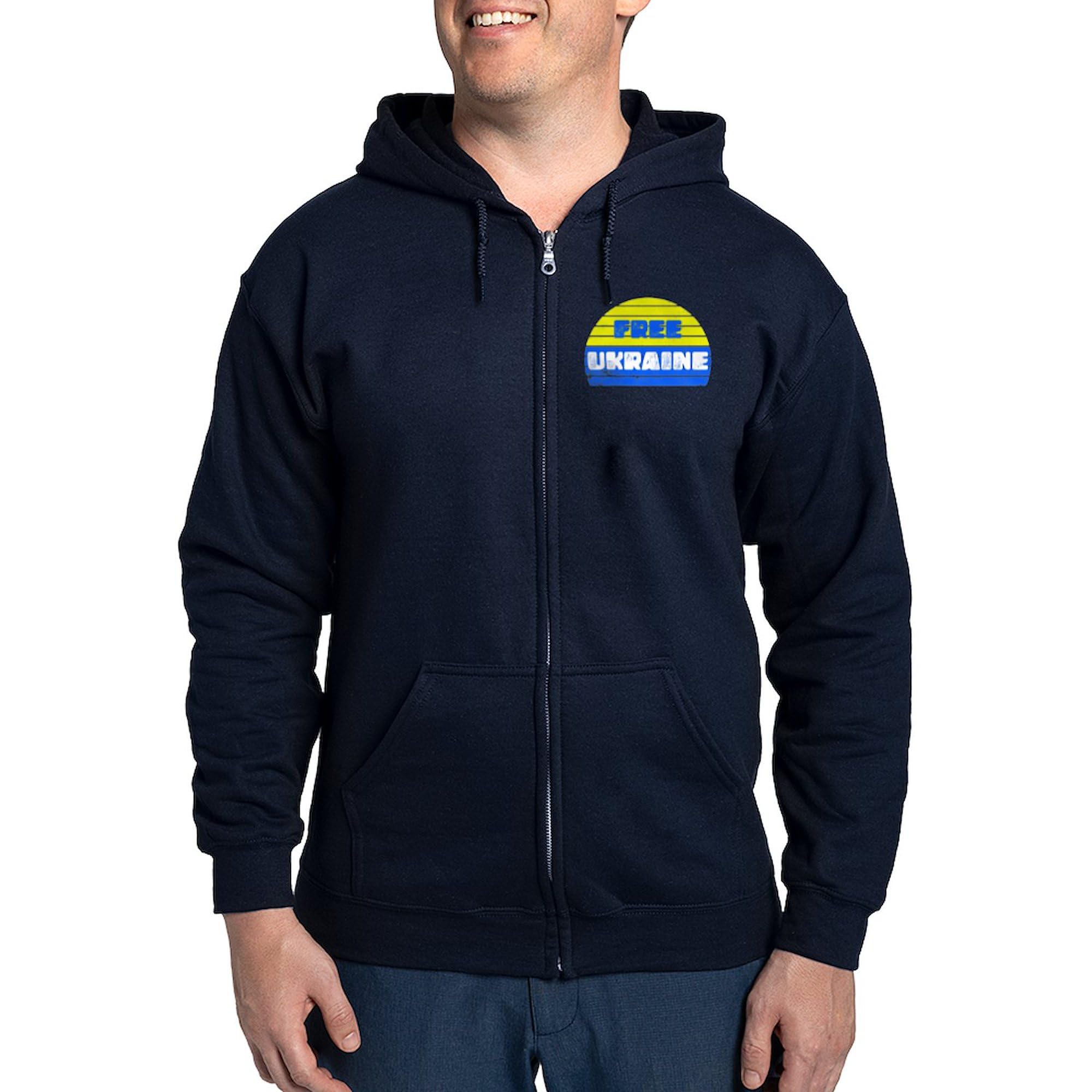 Free Ukraine Men's Zip Up Hoodie - Dark Zip-Up Hooded Sweatshirt for Patriotic Support | Casual Wear & Protest Apparel