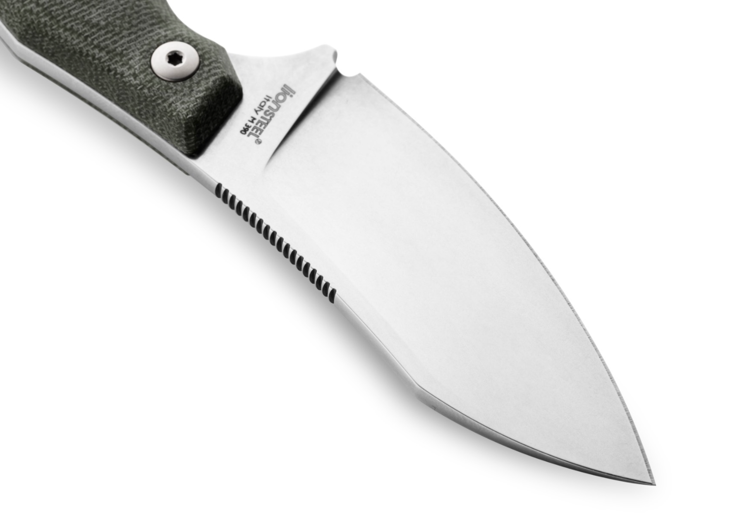 Lionsteel LSTH1CVG H1 Fixed Blade Skinner Knife - Green Canvas Micarta Handles - Hunting, Camping & Outdoor Survival Tool