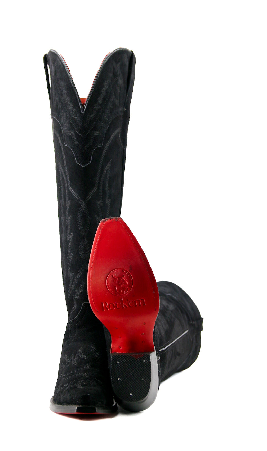 Maggie Suede Knee High Cowgirl Boots with Red Bottom & Wide Calf - Perfect for Western Rides, Country Music Festivals & Vintage Fashion Outfits